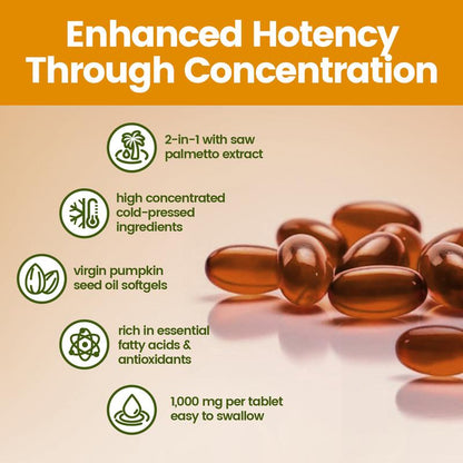 Vivonu Natural Pumpkin Seed Oil and Saw Palmetto Softgel 1000Mg High Content Plant Esters 300 Capsules